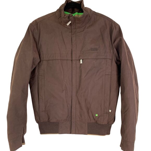 Boss Hugo Boss Brown Mens Bomber Jacket S Lined Insulated Zip Jadon1 RJ10616 - Picture 1 of 12